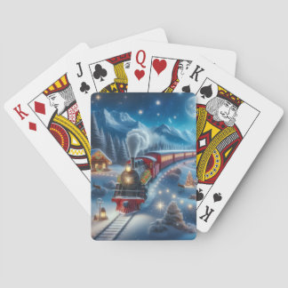 Baraja De Cartas Tren mágico de Navidad invernal nevado