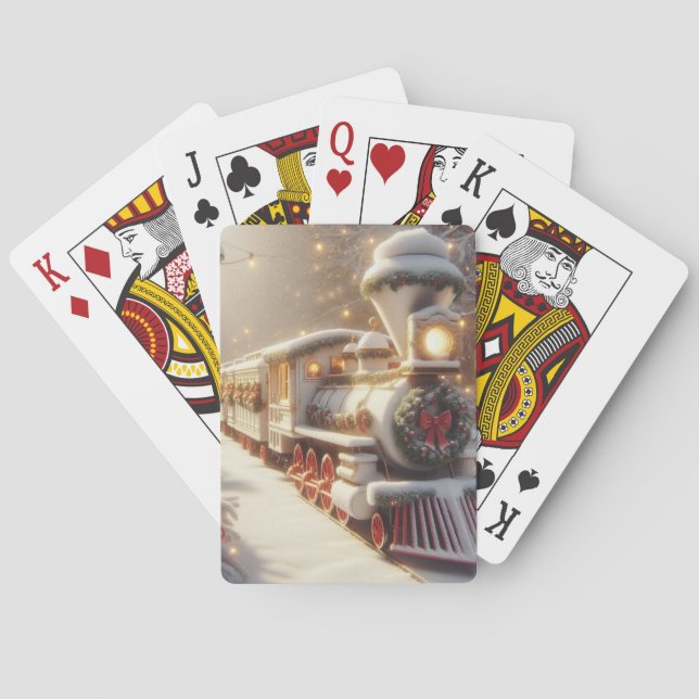 Baraja De Cartas Tren mágico de Navidades de invierno en Wonderland (Reverso)