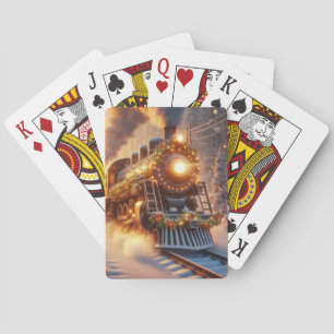 Baraja De Cartas Tren Navideño Vintage Invernal Nevado