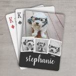 Baraja De Cartas Trendy 4 Nombre de guión de Collage de fotos Blanc<br><div class="desc">Añade tus fotos favoritas a esta plantilla divertida. Puede usar fotos cuadradas o cualquier foto para esta cuadrícula.</div>