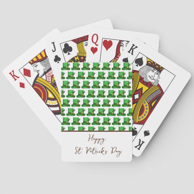 Baraja De Cartas Trendy Green Hats Pattern St. Patrick's Day (Reverso)