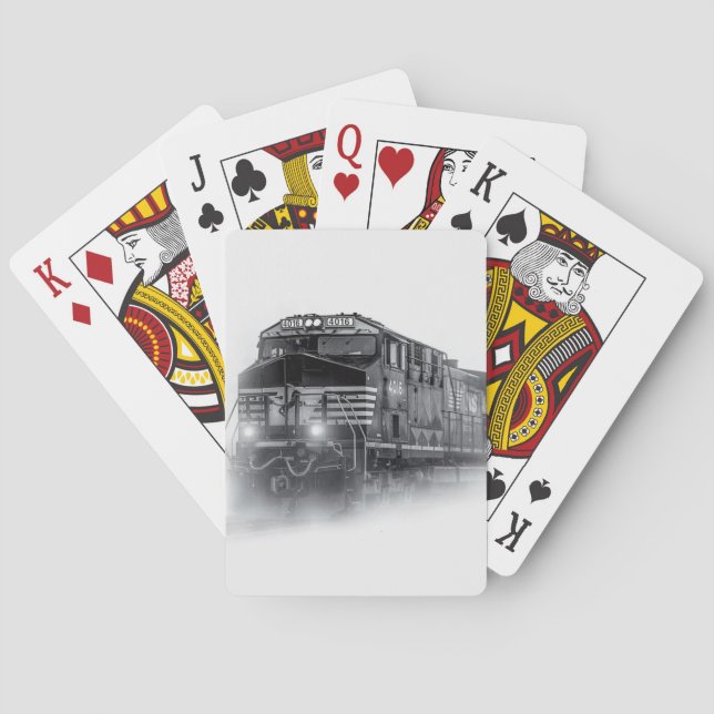 Baraja De Cartas Trenes en blanco y negro (Reverso)