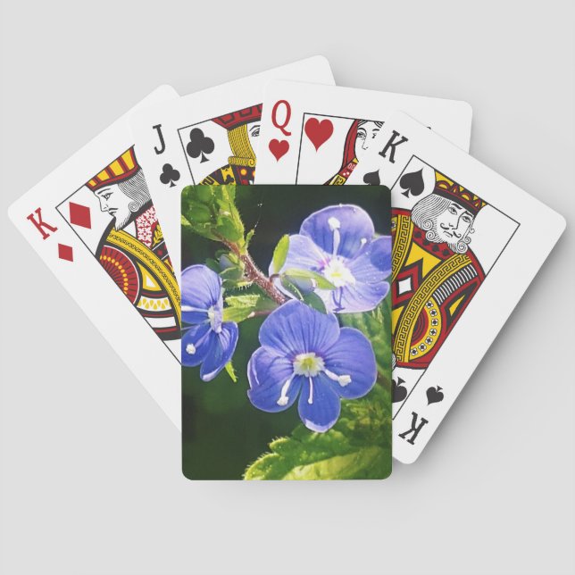 Baraja De Cartas Tres flores azules  (Reverso)