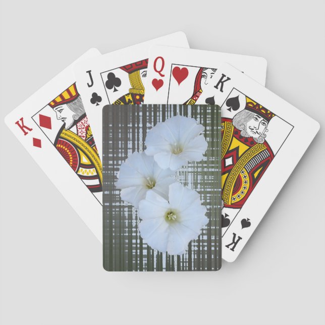 Baraja De Cartas tres flores blancas (Reverso)