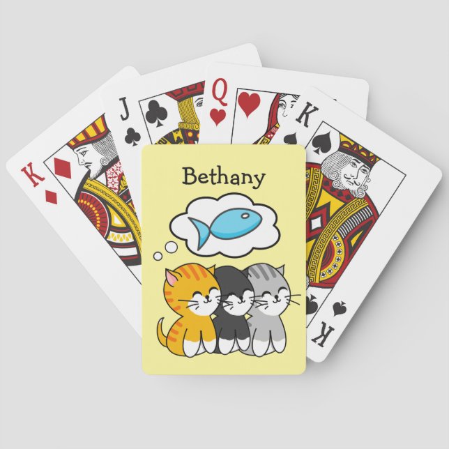 Baraja De Cartas Tres gatitos personalizados (Reverso)