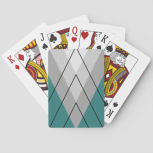 Baraja De Cartas Triángulos grises sobre fondo turquesa