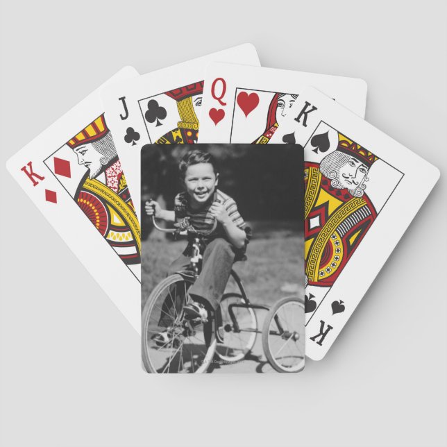 Baraja De Cartas Triciclo del montar a caballo del muchacho (Reverso)