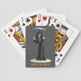 Baraja De Cartas Trick or Treat. Cartoon Grim Reaper