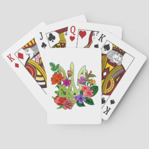 Baraja De Cartas tridente tryzub de la heráldica ucraniana con flor