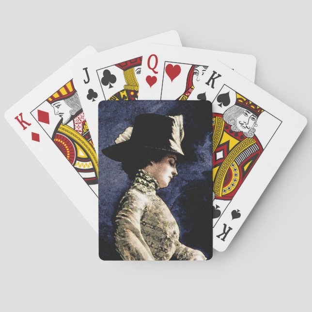 Baraja De Cartas Triste victoriana con Gorra de plumas (Reverso)