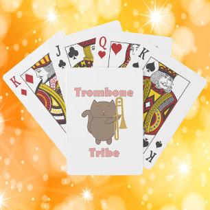 Baraja De Cartas Trombone Tribe Marrón Kawaii Gato Rosa