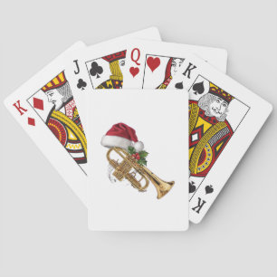 Baraja De Cartas Trompeta Festiva Envuelta en Luces de Navidad