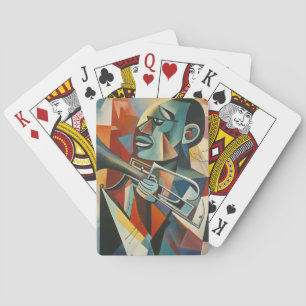 Baraja De Cartas Trompetista de Jazz Cubista Abstracto