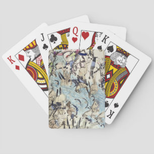 Baraja De Cartas Tropas cruzadas por el río (tinta sobre perilla)