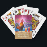 Baraja De Cartas Tropical Beach Cocktail Bar Funny Rooster Chicken<br><div class="desc">El pollo en este diseño humorístico sabe qué hora es - es hora de beber, por supuesto, porque es hora de COCKtail! Este tonto arte tropical es perfecto para todo aquel que ame el mar y los pollos y margaritas y el paraíso y el verano interminable. Se muestra un gallo...</div>