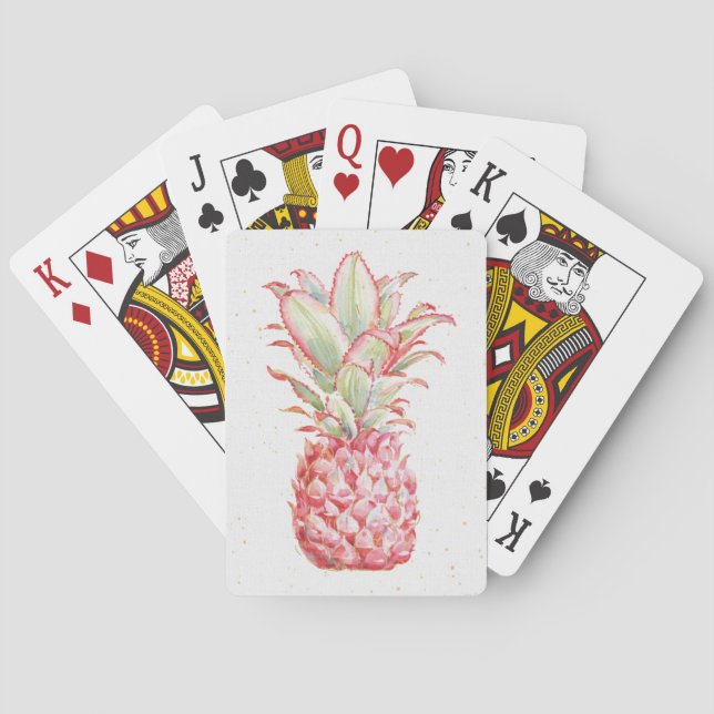 Baraja De Cartas Tropical | Piña rosa (Reverso)