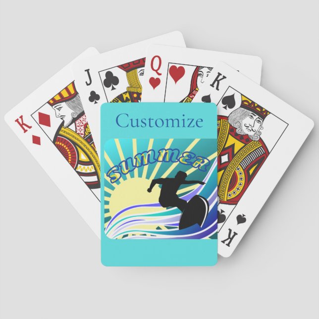 Baraja De Cartas Trueno divertido de surf de verano (Reverso)
