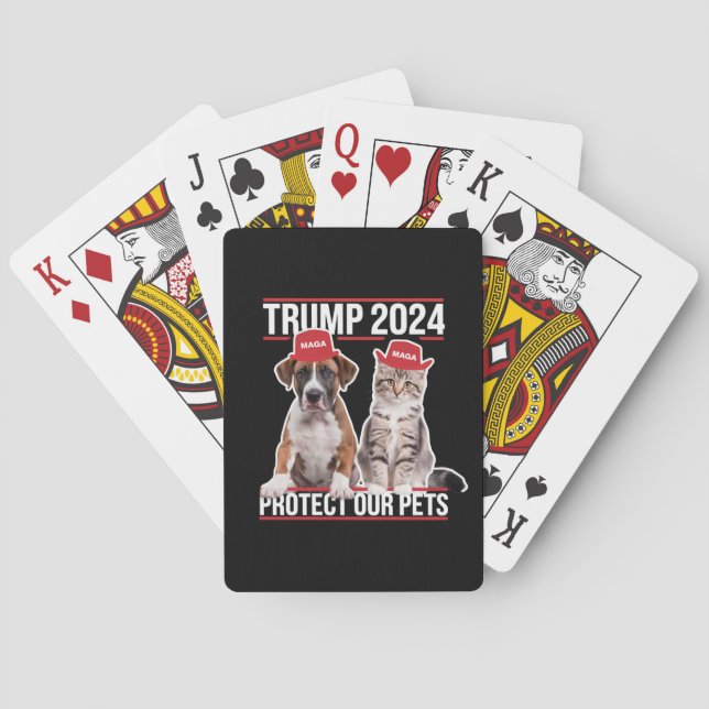 Baraja De Cartas Trump 2024 Proteja a nuestros Mascotas Gatos Perro (Reverso)