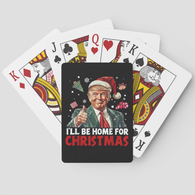 Baraja De Cartas Trump Gift Wrap | Estaré en casa para Navidades (Reverso)