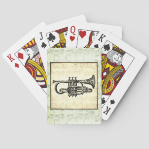 Baraja De Cartas Trumpet Y Notas De Música