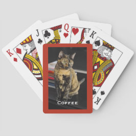 Baraja De Cartas Tu foto de mascota, nombre, fondo rojo, 