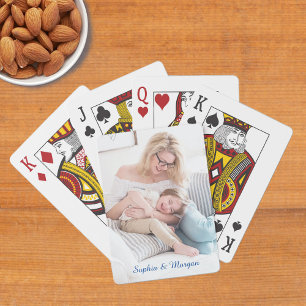 Baraja De Cartas Tu foto y nombre(s) en letra azul