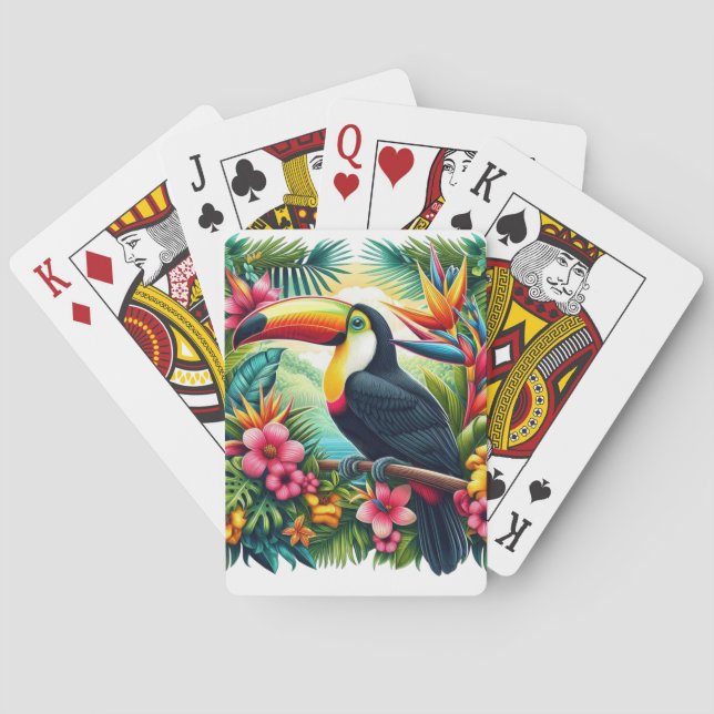 Baraja De Cartas Tucán de selva tropical/ selva  (Reverso)
