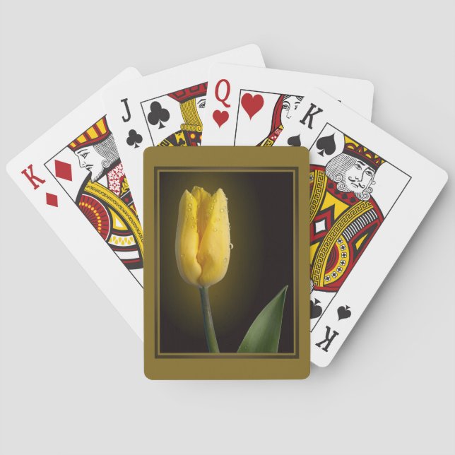 Baraja De Cartas Tulipán Amarillo Elegante (Reverso)