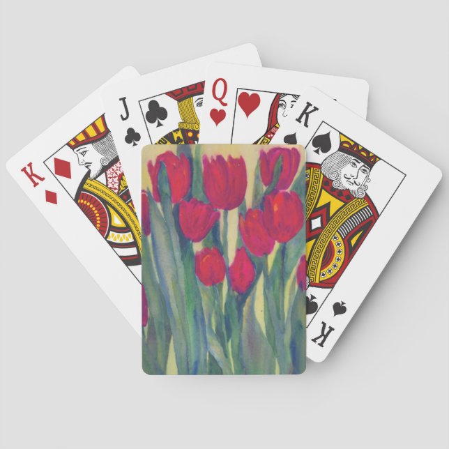 Baraja De Cartas tulipán rojo (Reverso)
