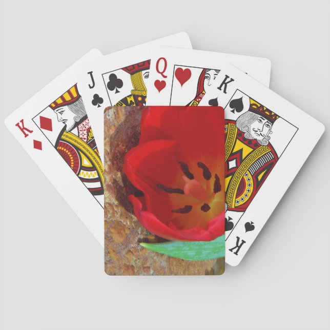 Baraja De Cartas Tulipán rojo y amarillo primavera (Reverso)