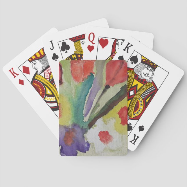 Baraja De Cartas Tulipanes abstractos y flores de primavera (Reverso)