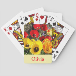 Baraja De Cartas Tulipanes amarillos y rojos