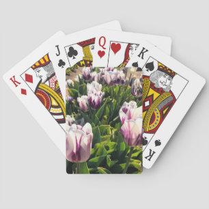 Baraja De Cartas Tulipanes de franja blanca y púrpura