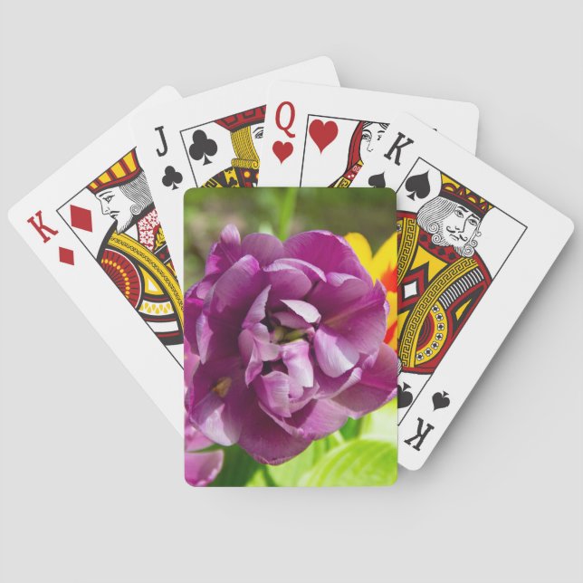 Baraja De Cartas Tulipanes de Lilac en un día soleado (Reverso)