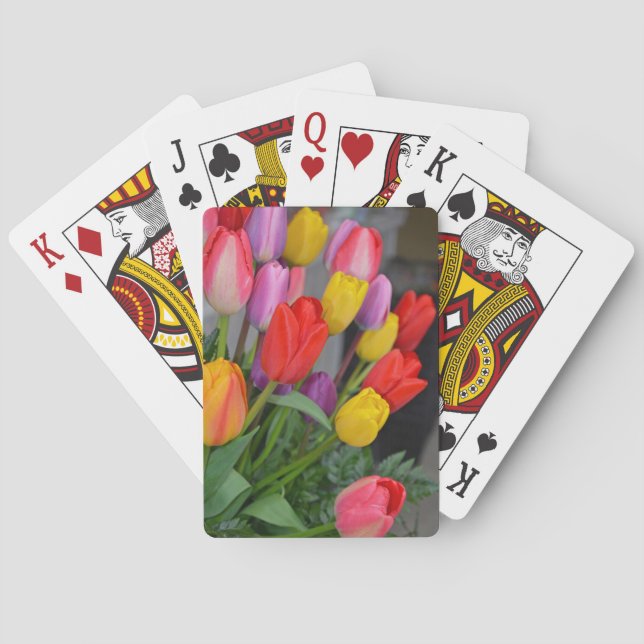 Baraja De Cartas Tulipanes de primavera coloridos (Reverso)