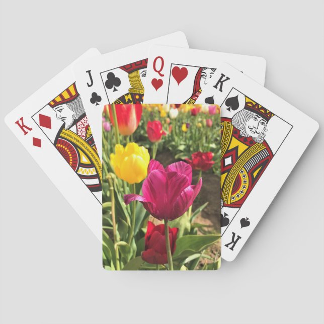 Baraja De Cartas Tulipanes de primavera, Oregón (Reverso)