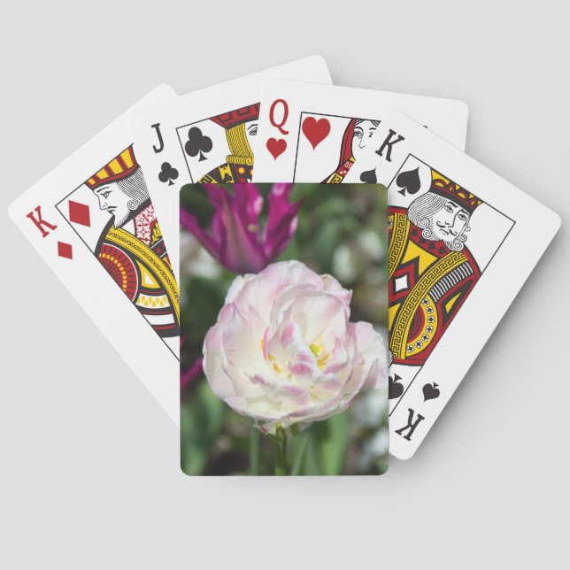 Baraja De Cartas Tulipanes rosa brillante en un día soleado (Reverso)