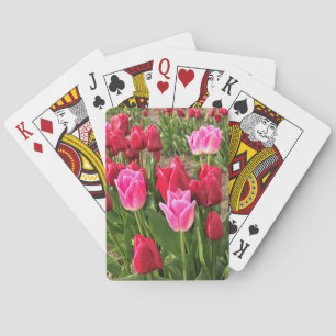 Baraja De Cartas Tulipanes rosados y rojos