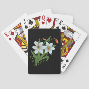 Baraja De Cartas Tulipanes y Narcisos Flores Fondo Negro