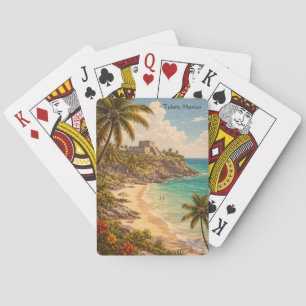 Baraja De Cartas Tulum México Destino de Playa Retro