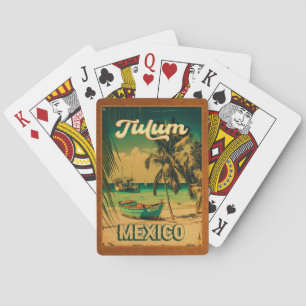 Baraja De Cartas Tulum Mexico Palm Tree Vintage Travel Souvenir