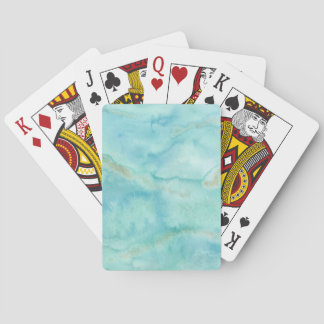 Baraja De Cartas Turquesa Acuática Azul Abstracto Acuarela Costera