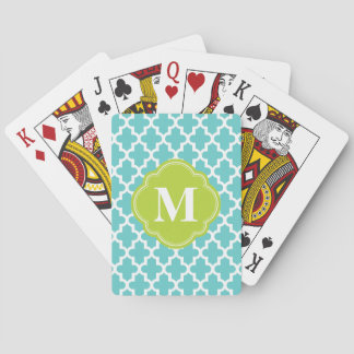 Baraja De Cartas Turquesa y monograma de encargo marroquí moderno