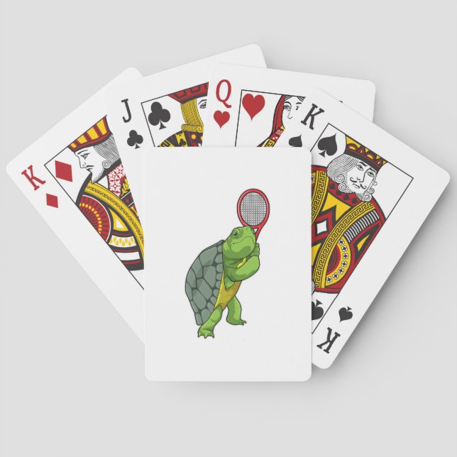 Baraja De Cartas Turtle at Tennis with Tennis racket (Reverso)