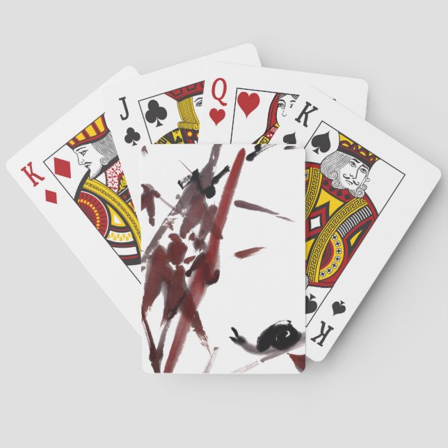 Baraja De Cartas Tuschekunst mit Schnecke und Rotem Bambus (Reverso)