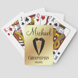 Baraja De Cartas tuxedo divertido con groomsman de arco oro persona
