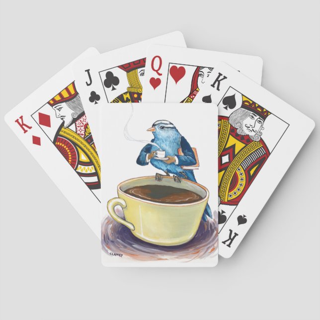 Baraja De Cartas Tweet matinal de café cuppa (Reverso)