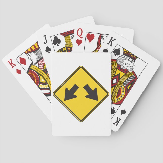 Baraja De Cartas Two Downward Arrows Warning Road Sign (Reverso)