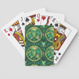 Baraja De Cartas Two images of playing cards with tropical 