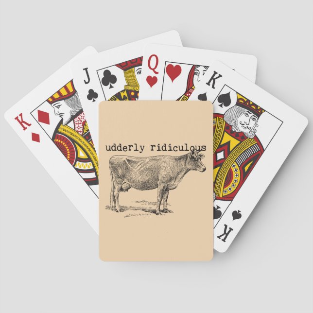 Baraja De Cartas Udderly Ridiculous Punny Cow (Reverso)